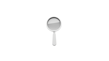 White magnifying glass on transparent background enlarging details
