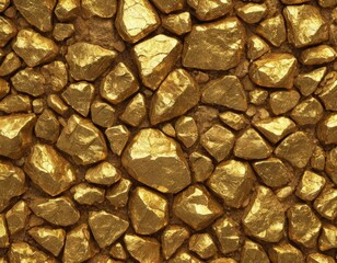 Golden Treasure: A captivating display of gold nuggets, forming a textured mosaic. The image captures the allure and richness of gold, appealing to those fascinated by wealth and precious materials.