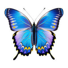 Vibrant Blue Butterfly Isolated on Transparent Background.