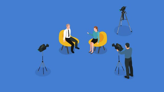 Television Interview Setup 3d animation cartoon