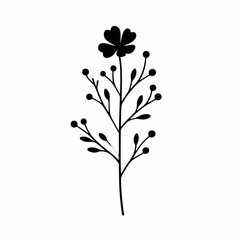 very simple flat and minimalist Flower Stem silhouette in black on a white background