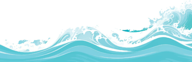 Fototapeta premium Dreamy Ocean Wave Texture in Watercolor, Blending Soft Blue and Green Tones for a Calming, Abstract Background Ideal for Creative and Relaxing Visual Designs. 