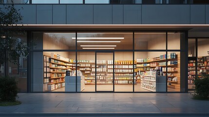 Well-lit modern convenience store exterior at night.