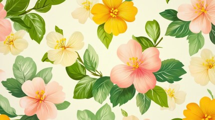 A festive pattern of spring blossoms and greenery for seasonal decorations