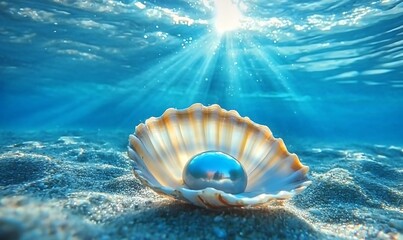 pearl shell on under water of sea