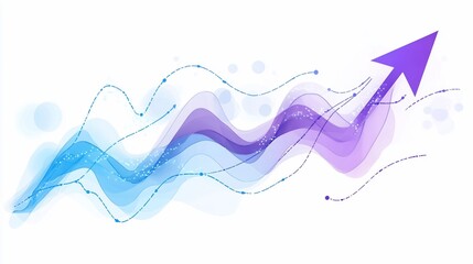 Abstract graphic of an upward arrow with flowing waves, symbolizing growth and progress.