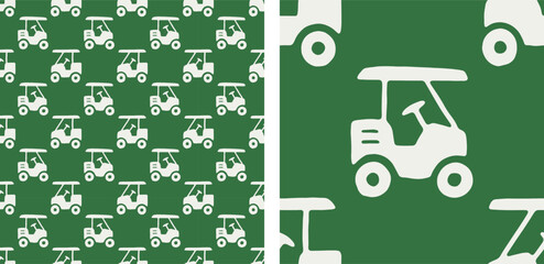 Golfing Golf Cart Fun Sport Seamless Vector Illustration Pattern Textile © Levin