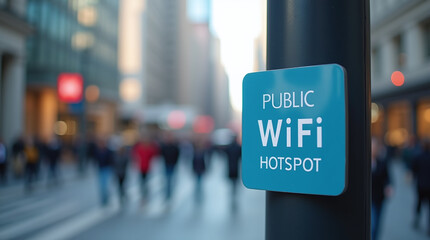 Free Public WiFi / Wi-Fi Hotspot on City Street, Accessible Internet