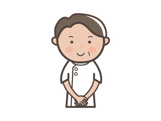 接客をするイメージの男性整体師（マッサージ師）の上半身イラスト