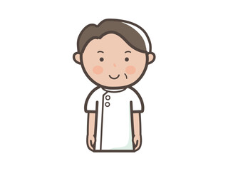 笑顔で正面を向く男性整体師（マッサージ師）の上半身イラスト