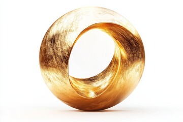 elegant golden circle on a clean white background, generative AI