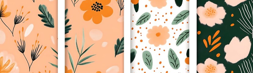 Trendy vector floral pattern with organic botanical shapes. Modern bold summer flower print