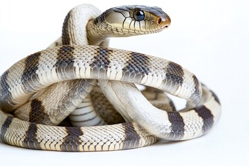 Fototapeta premium A close-up view of a snake on a white surface