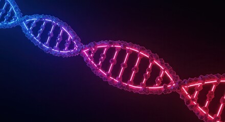 Abstract Dna Double Helix Structure Glowing with Colorful Futuristic Light
