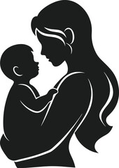 Loving Mother and Baby Silhouette Vector – Heartwarming Family Illustration