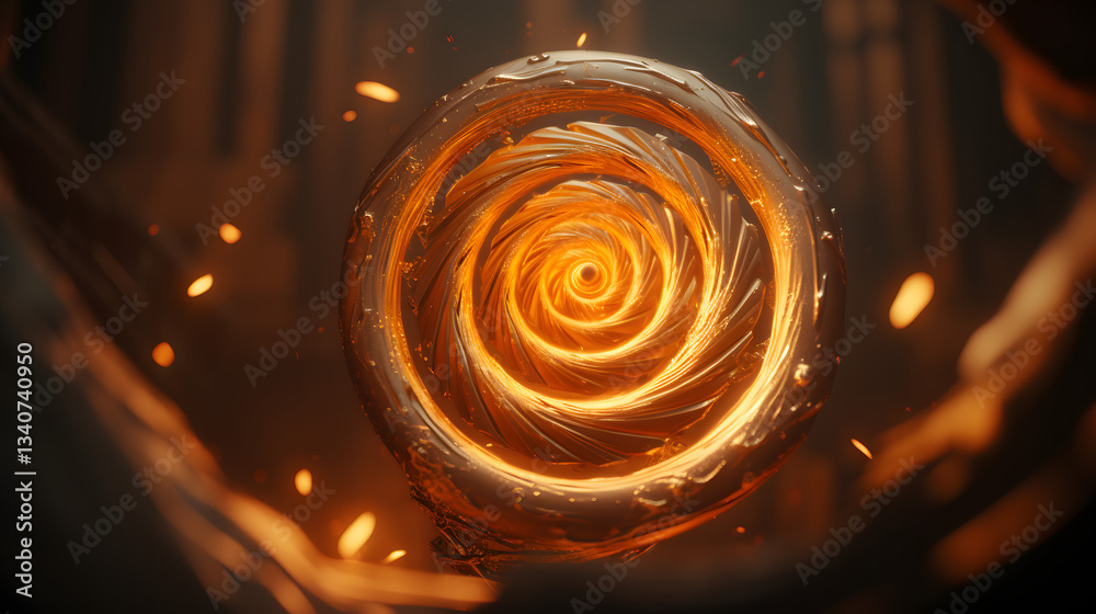 Poster swirling liquid patterns representing migration of particles in space visualized through dynamic flo