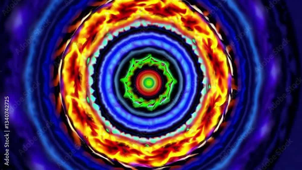 Aufkleber Colorful fractal pattern with vibrant concentric circles. Psychedelic art concept