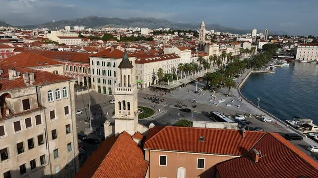 Trg Dr Franje Tudmana Public Square, Split, Drone, Reveling shot