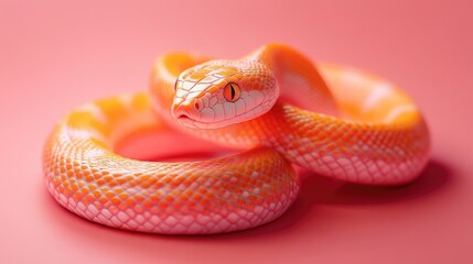 Obraz premium Close-up shot of a snake's head on a pink surface