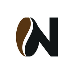 Coffee Logo combine with letter N vector template