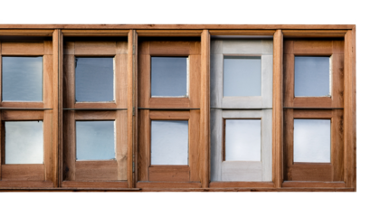 old wooden windows isolated on transparent background