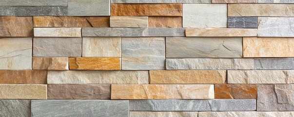 Multilayered stone cladding with a mix of polished and rough elements