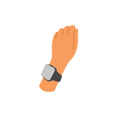 Wrist with a black fitness tracker, health monitoring, smart devices, and digital lifestyle, wireless payments
