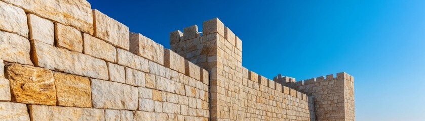 Historic fortress with large-format stone cladding, dramatic and imposing look