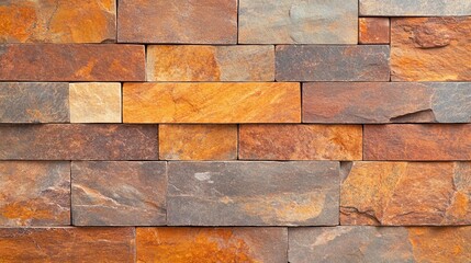 Rust-textured stone cladding with oxidized patina, warm and organic ambiance