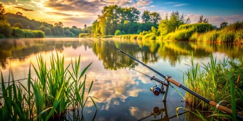Serene Pond Fishing:  Relaxing Summer Day by the Water with Fishing Rods