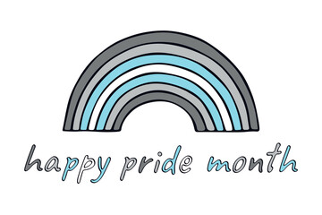 Colorful rainbow shape Demiboy pride flag Happy pride day LGBTQIA community Pride Month Vector hand drawn doodle for posters, stickers, logo, cards