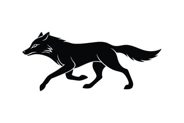 Fototapeta premium Silhouette vector art illustration of a determined wolf running forward.eps