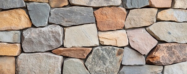 Obraz premium Reclaimed stone cladding with irregular edges, sustainable and rustic appeal