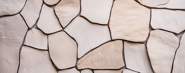 Irregularly shaped stone cladding tiles forming a naturalistic design