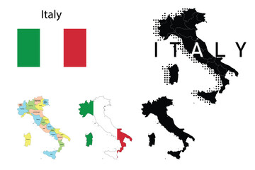 Italy flag and map illustration vector.