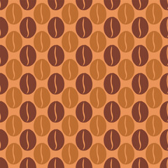 Coffee bean background, pattern. Vector illustration, wallpaper, wrap paper, paper, textile, fabric, print.