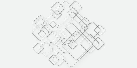 Obraz premium Abstract geometric connect lines. Black and white abstract background with squares. Minimal white template and poster geometric background. Abstract geometric pattern square and random black lines