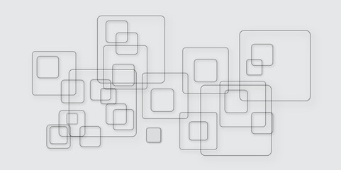 Abstract geometric connect lines. Black and white abstract background with squares. Minimal white template and poster geometric background. Abstract geometric pattern square and random black lines