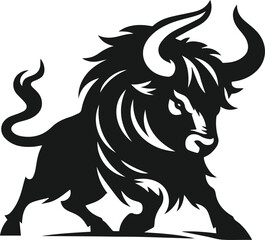 Yak lowering horns aggressively animal vector silhouette