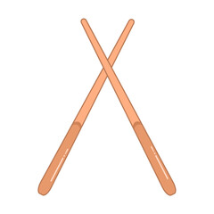 Two wooden chopsticks are crossed in the middle