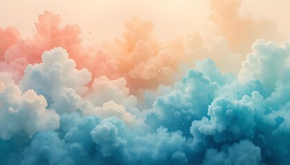 "Dreamy Hues: Watercolor Cloud Background in Teal and Peach Gradient"