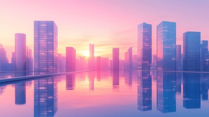 Fototapeta premium Beautiful reflections of skyscrapers over a peaceful and calming vista
