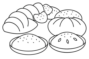 Pita line art hand drawn bakery and cafe graphic.eps