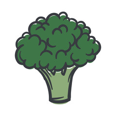 Broccoli cabbage. A simple hand-drawn icon with an offset outline. Vector illustration for print, sticker, banner
