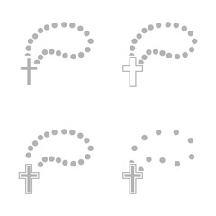 cross icon, necklace, on a white background, vector illustration