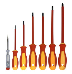A set of dielectric screwdrivers with a probe