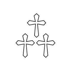 three crosses icon on white background, vector illustration