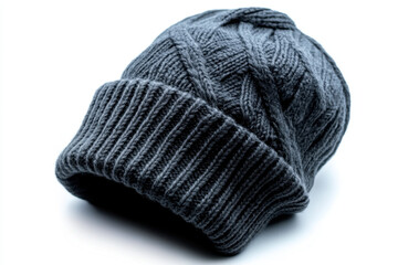 Stylish charcoal gray woolen knit beanie accessories for winter fashion isolated studio display creative photography cozy environment trendy concept