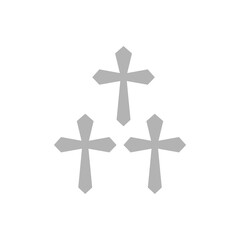 three crosses icon on white background, vector illustration