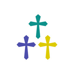 three crosses icon on white background, vector illustration